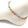 Oro Laminado Fancy Anklet, Gold Filled Style Butterfly Design, Multicolor Enamel Finish, Golden Finish, 03.386.0010.10 (06 MM Thickness, 10 Inches Length)