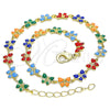 Oro Laminado Fancy Anklet, Gold Filled Style Butterfly Design, Multicolor Enamel Finish, Golden Finish, 03.386.0010.10 (06 MM Thickness, 10 Inches Length)