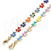 Oro Laminado Fancy Anklet, Gold Filled Style Butterfly Design, Multicolor Enamel Finish, Golden Finish, 03.386.0010.10 (06 MM Thickness, 10 Inches Length)