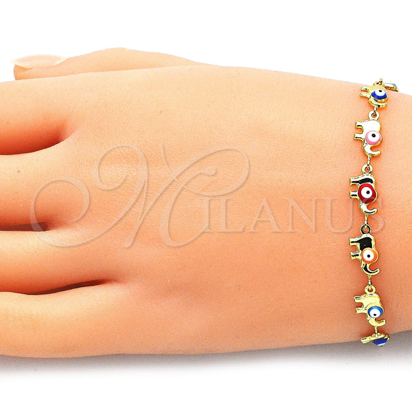 Gold Filled Bracelet — Fancy Bracelet Elephant Design Multicolor Enamel 03. 07 — alternate product view — SKU 143946 | Oro Laminado brazalete — elegante Bracelet Elephant diseño Multicolor Enamel 03. 07 — SKU 143946