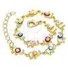 Oro Laminado Fancy Bracelet, Gold Filled Style Elephant Design, Multicolor Enamel Finish, Golden Finish, 03.386.0011.07 (07 MM Thickness, 7 Inches Length)