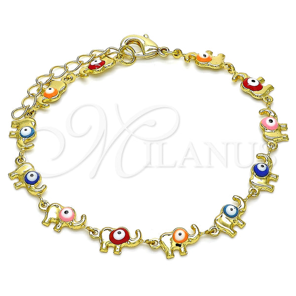 Gold Filled Bracelet — Fancy Bracelet Elephant Design Multicolor Enamel 03. 07 — main product view — SKU 143946 | Oro Laminado brazalete — elegante Bracelet Elephant diseño Multicolor Enamel 03. 07 — SKU 143946