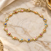 Oro Laminado Fancy Anklet, Gold Filled Style Elephant Design, Multicolor Enamel Finish, Golden Finish, 03.386.0011.10 (07 MM Thickness, 10 Inches Length)