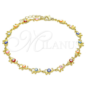 Gold Filled Anklet — Fancy Anklet Elephant Design Multicolor Enamel 03. 07 — main product view — SKU 143947 | Oro Laminado tobillera — elegante Anklet Elephant diseño Multicolor Enamel 03. 07 — SKU 143947