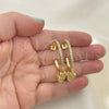 Oro Laminado Stud Earring, Gold Filled Style Heart Design, with White Micro Pave, Polished, Golden Finish, 02.341.0111