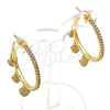 Oro Laminado Stud Earring, Gold Filled Style Heart Design, with White Micro Pave, Polished, Golden Finish, 02.341.0111
