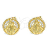 Gold Filled Ring — Stud Earring Caridad del Cobre Design with White — alternate product view — SKU 143972 | Oro Laminado anillo — Stud Earring Caridad del Cobre diseño with blanco — SKU 143972