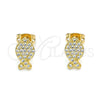 Oro Laminado Stud Earring, Gold Filled Style Fish Design, with White Micro Pave, Polished, Golden Finish, 02.213.0265