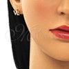 Gold Filled Ring — Stud Earring Love Design with White Micro Pave — alternate product view — SKU 143974 | Oro Laminado anillo — Stud Earring Love diseño with blanco Micro Pave — SKU 143974