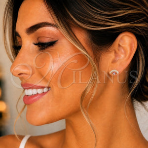 Gold Filled Ring — Stud Earring Evil Eye Design with White Cubic — main product view — SKU 143975 | Oro Laminado anillo — Stud Earring Evil Eye diseño with blanco Cubic — SKU 143975