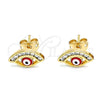 Gold Filled Ring — Stud Earring Evil Eye Design with White Cubic — alternate product view — SKU 143975 | Oro Laminado anillo — Stud Earring Evil Eye diseño with blanco Cubic — SKU 143975