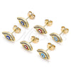 Gold Filled Ring — Stud Earring Evil Eye Design with White Cubic — alternate product view — SKU 143975 | Oro Laminado anillo — Stud Earring Evil Eye diseño with blanco Cubic — SKU 143975