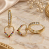 Oro Laminado Huggie Hoop, Gold Filled Style Heart Design, with Multicolor Micro Pave, Polished, Golden Finish, 02.316.0071.1.15