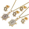 Oro Laminado Earring and Pendant Adult Set, Gold Filled Style Turtle Design, with White Micro Pave, Polished, Golden Finish, 10.284.0014.1