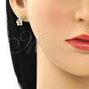 Oro Laminado Earring and Pendant Adult Set, Gold Filled Style Elephant Design, with Multicolor Micro Pave, Polished, Golden Finish, 10.284.0015.1