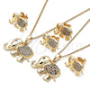 Oro Laminado Earring and Pendant Adult Set, Gold Filled Style Elephant Design, with White Micro Pave, Polished, Golden Finish, 10.284.0016.1