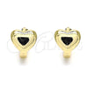 Oro Laminado Huggie Hoop, Gold Filled Style Heart Design, Polished, Golden Finish, 02.213.0272.12