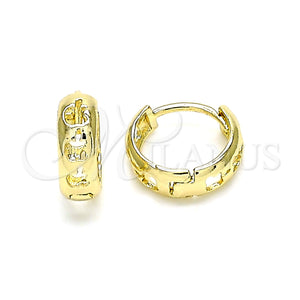Gold Filled Hoop Earrings — Huggie Hoop Apple Design Polished 02. — main product view — SKU 144040 | Oro Laminado aretes de aro — Huggie Hoop Apple diseño pulido 02. — SKU 144040