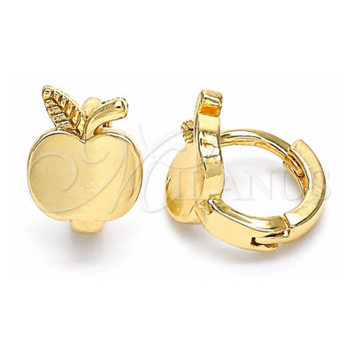 Oro Laminado Huggie Hoop, Gold Filled Style Apple Design, Polished, Golden Finish, 02.213.0278.10