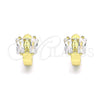 Oro Laminado Huggie Hoop, Gold Filled Style with White Cubic Zirconia, Polished, Golden Finish, 02.213.0283.10