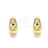 Oro Laminado Huggie Hoop, Gold Filled Style Flower Design, with White Micro Pave, Polished, Golden Finish, 02.213.0286.12