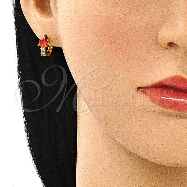 Gold Filled Hoop Earrings — Huggie Hoop with Multicolor Cubic Zirconia Polished 02. — alternate product view — SKU 144062 | Oro Laminado aretes de aro — Huggie Hoop with Multicolor Cubic Zirconia pulido 02. — SKU 144062