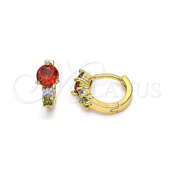 Gold Filled Hoop Earrings — Huggie Hoop with Multicolor Cubic Zirconia Polished 02. — main product view — SKU 144062 | Oro Laminado aretes de aro — Huggie Hoop with Multicolor Cubic Zirconia pulido 02. — SKU 144062