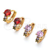 Oro Laminado Huggie Hoop, Gold Filled Style with Multicolor Cubic Zirconia, Polished, Golden Finish, 02.213.0287.12