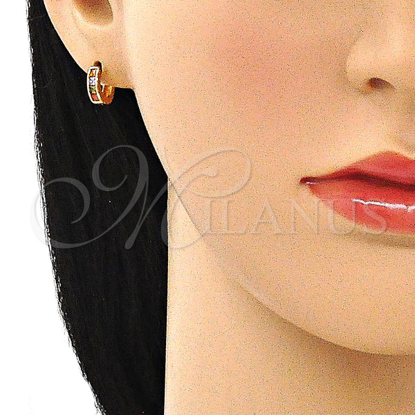 Gold Filled Hoop Earrings — Huggie Hoop with Multicolor Cubic Zirconia Polished 02. — alternate product view — SKU 144064 | Oro Laminado aretes de aro — Huggie Hoop with Multicolor Cubic Zirconia pulido 02. — SKU 144064