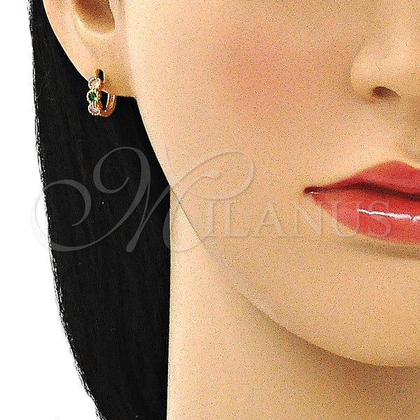 Gold Filled Hoop Earrings — Huggie Hoop with Multicolor Cubic Zirconia Polished 02. — alternate product view — SKU 144065 | Oro Laminado aretes de aro — Huggie Hoop with Multicolor Cubic Zirconia pulido 02. — SKU 144065