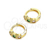 Oro Laminado Huggie Hoop, Gold Filled Style with Multicolor Cubic Zirconia, Polished, Golden Finish, 02.213.0289.10