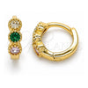 Oro Laminado Huggie Hoop, Gold Filled Style with Multicolor Cubic Zirconia, Polished, Golden Finish, 02.213.0289.10