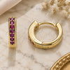 Oro Laminado Huggie Hoop, Gold Filled Style with Ruby Micro Pave, Polished, Golden Finish, 02.213.0290.10