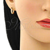 Oro Laminado Huggie Hoop, Gold Filled Style with White Micro Pave, Polished, Golden Finish, 02.213.0291.12