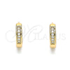 Oro Laminado Huggie Hoop, Gold Filled Style with White Micro Pave, Polished, Golden Finish, 02.213.0291.12