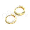 Oro Laminado Huggie Hoop, Gold Filled Style with White Micro Pave, Polished, Golden Finish, 02.213.0291.12