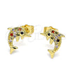 Gold Filled Ring — Stud Earring Dolphin Design with Multicolor Micro Pave — alternate product view — SKU 144070 | Oro Laminado anillo — Stud Earring Dolphin diseño with Multicolor Micro Pave — SKU 144070