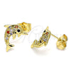 Gold Filled Ring — Stud Earring Dolphin Design with Multicolor Micro Pave — main product view — SKU 144070 | Oro Laminado anillo — Stud Earring Dolphin diseño with Multicolor Micro Pave — SKU 144070