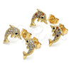 Gold Filled Ring — Stud Earring Dolphin Design with Multicolor Micro Pave — alternate product view — SKU 144070 | Oro Laminado anillo — Stud Earring Dolphin diseño with Multicolor Micro Pave — SKU 144070