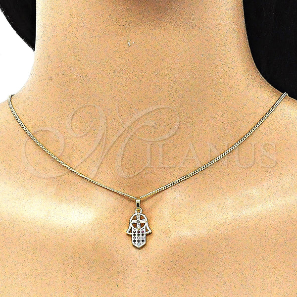 Gold Filled Necklace — Pendant Necklace Hand of God and Judaica Design — alternate product view — SKU 144074 | Oro Laminado collar — Pendant Necklace Hand of God and Judaica diseño — SKU 144074