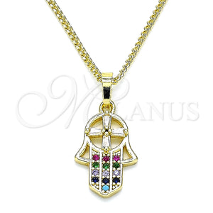 Gold Filled Necklace — Pendant Necklace Hand of God and Judaica Design — main product view — SKU 144074 | Oro Laminado collar — Pendant Necklace Hand of God and Judaica diseño — SKU 144074