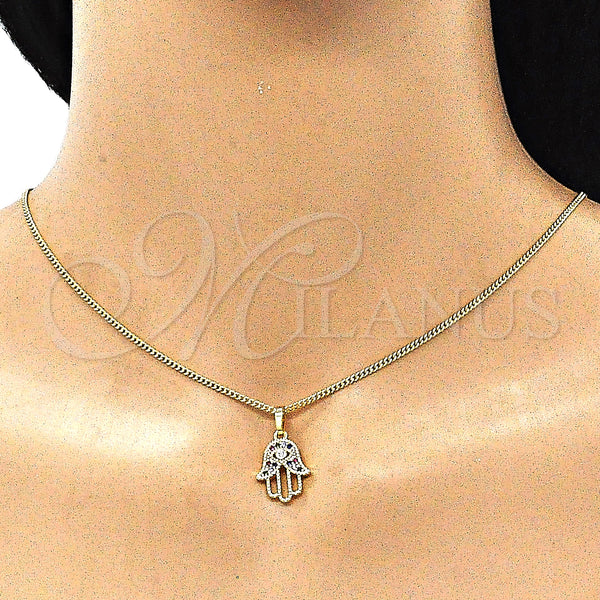 Gold Filled Necklace — Pendant Necklace Hand of God and Judaica Design — alternate product view — SKU 144076 | Oro Laminado collar — Pendant Necklace Hand of God and Judaica diseño — SKU 144076