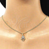 Oro Laminado Pendant Necklace, Gold Filled Style Hand of God Design, with Multicolor and White Micro Pave, Polished, Golden Finish, 04.210.0056.1.20 (02 MM Thickness, 20 Inches Length)