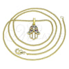 Oro Laminado Pendant Necklace, Gold Filled Style Hand of God Design, with Multicolor and White Micro Pave, Polished, Golden Finish, 04.210.0056.1.20 (02 MM Thickness, 20 Inches Length)