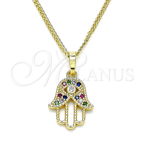 Gold Filled Necklace — Pendant Necklace Hand of God and Judaica Design — main product view — SKU 144076 | Oro Laminado collar — Pendant Necklace Hand of God and Judaica diseño — SKU 144076
