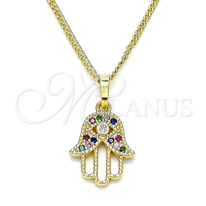 Gold Filled Necklace — Pendant Necklace Hand of God and Judaica Design — main product view — SKU 144076 | Oro Laminado collar — Pendant Necklace Hand of God and Judaica diseño — SKU 144076