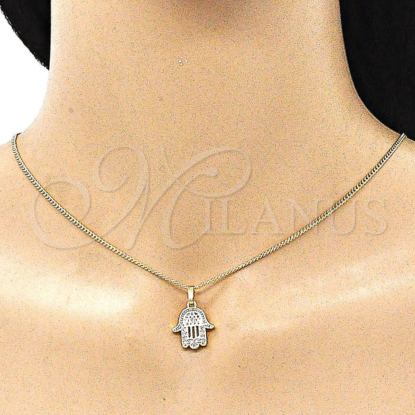 Gold Filled Necklace — Pendant Necklace Hand of God and Judaica Design — alternate product view — SKU 144079 | Oro Laminado collar — Pendant Necklace Hand of God and Judaica diseño — SKU 144079