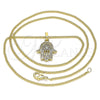 Oro Laminado Pendant Necklace, Gold Filled Style Hand of God Design, with White Micro Pave, Polished, Golden Finish, 04.210.0058.20 (02 MM Thickness, 20 Inches Length)