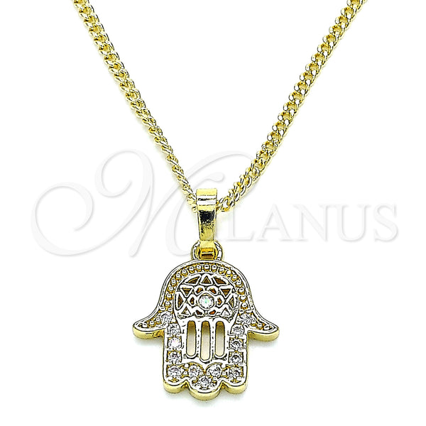 Gold Filled Necklace — Pendant Necklace Hand of God and Judaica Design — main product view — SKU 144079 | Oro Laminado collar — Pendant Necklace Hand of God and Judaica diseño — SKU 144079