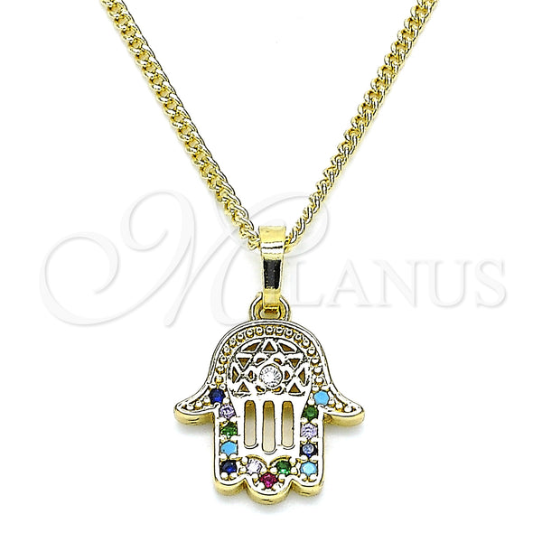 Gold Filled Necklace — Pendant Necklace Hand of God and Judaica Design — main product view — SKU 144080 | Oro Laminado collar — Pendant Necklace Hand of God and Judaica diseño — SKU 144080